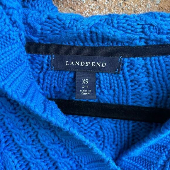 Lands' End Women's XS Blue Cable Knit Button-Up Cardigan Sweater - Picture 4 of 4